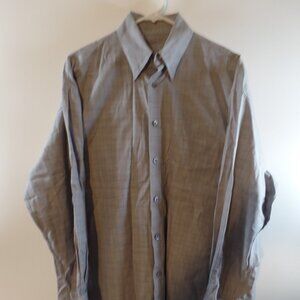 Robert Bowden Men's M Shirt Made in Italy 100% Cotton Plaid Grey/Blue